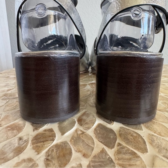 NWT Tory Burch Silver City Heel Ankle Strap All Leather Block Sandals size 11 M - Picture 11 of 13